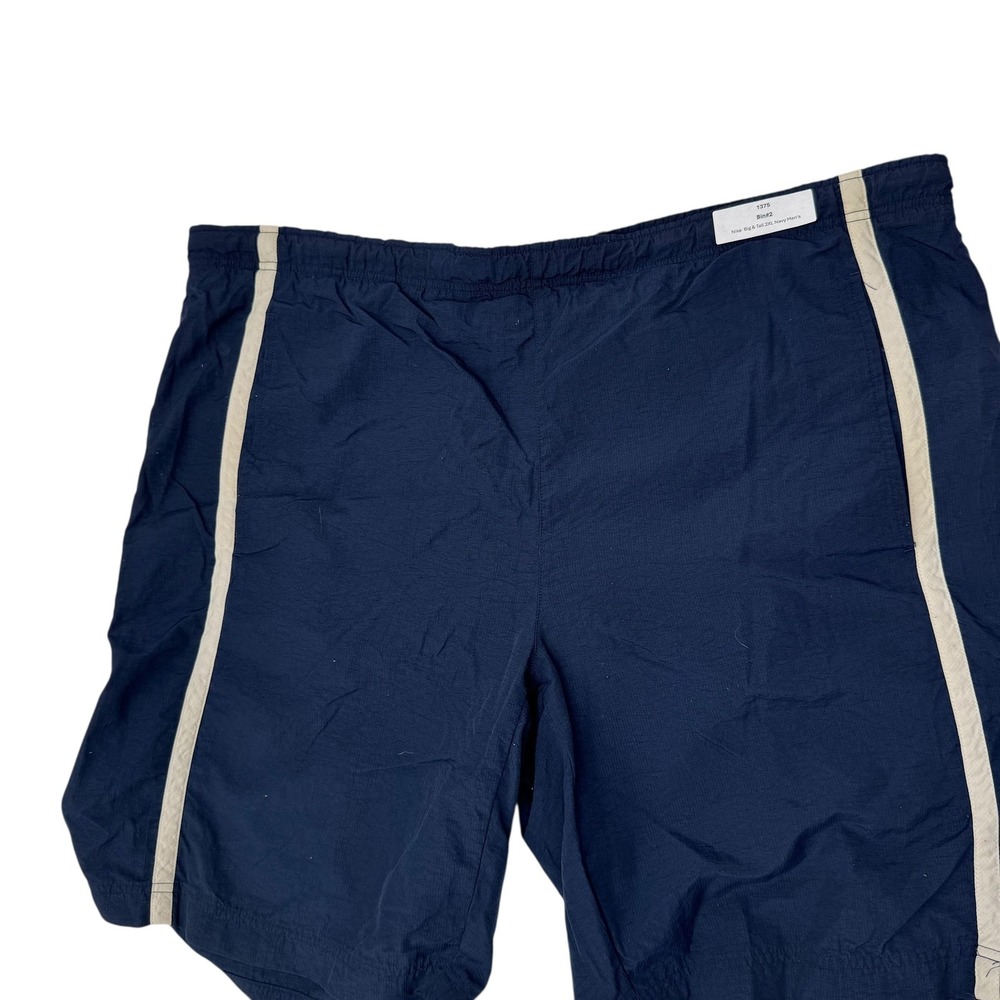 Nike Athletic Shorts Mens 2XL Navy Blue Good Big & Tall Mesh Lined Striped